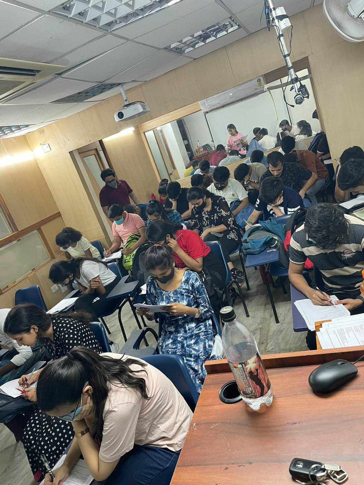 Students writing a timed classroom assessment